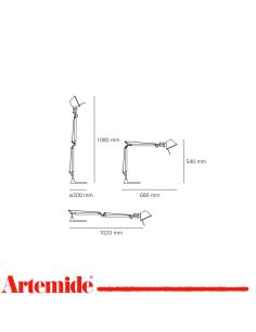 Artemide Tolomeo Mini Alluminio Lampada Da Tavolo Completa Di Base 20Cm 2