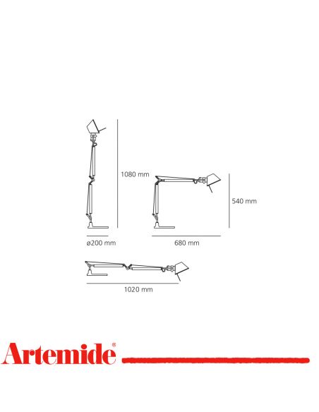 Artemide Tolomeo Mini Nera Lampada Da Tavolo Con Base 20Cm
