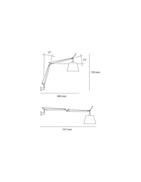 Artemide Tolomeo Basculante Parete Diffusore In Raso Da 180Mm