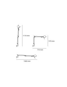 Artemide Tolomeo Mini Parete Alluminio Lampada Completa A005310 2