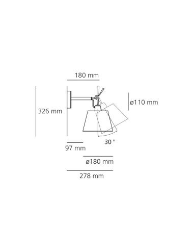 Lampada Artemide Tolomeo Diffusore 18 Parete In Raso Originale Completa