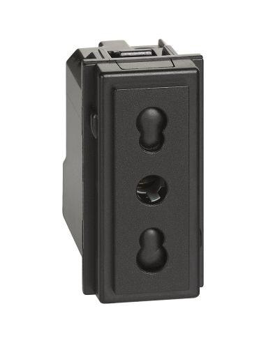 L.Now - Presa 2Pt 10/16A 250Vac Bipas.Nera