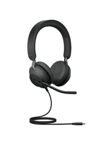 Cuffia Professionale Jabra Evolve2 40 Ms Duo Usb, Cancellazione Di Rumore, Usb-C, Tasto Mute,Busylight, Certificata Microsoft