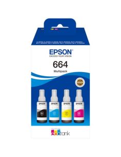 Multipack Epson 664 C13t664640 4 Colori Flacone Inchiostro Da 70Ml X Et-14000 Et-16500 Et-2500 Et-2550 Et-2600 Et-2650 Et-3600