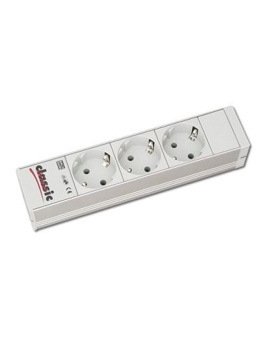 Multipresa Per Armadi 10 1 Unita' In Alluminio Con 3 Prese Schuko 16A E Una Spina Schuko 16A