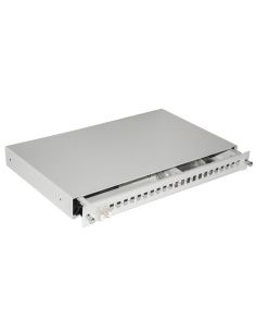 Cassetto Fibra Ottica 24 Porte Per Adattatori Lc Duplex E Sc Simplex 1 Unita’ Per Installazione 19 Grigiocon Binari Telescopici