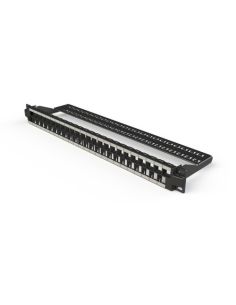 1U Sij 48 Port Panel With Cable Management Suitable For Up To 48 Screened Toolfree Jacks Black