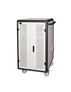 Armadio Alloggiamento 60 Tablet Con Ruote Multiprese Incluse Ventole Di Raffreddamento Porta In Acciaio Traforata Colore Grigio