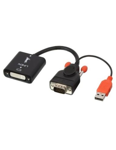 Cavo Lindy Adattatore Dvi-D A Vga F/M Supporta Risoluzioni Fino A 1920X1200@60Hz Alimentato Dal Bus Usb