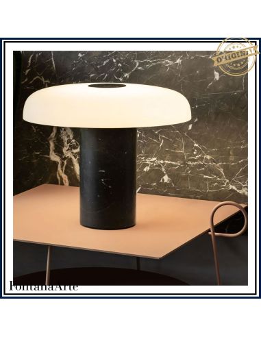 Fontana Arte Tropico Lampada Tavolo Grande Nichel Nero E Nero