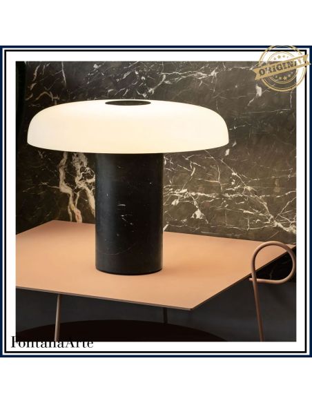 Fontana Arte Tropico Lampada Tavolo Grande Nichel Nero E Nero