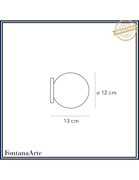 Fontana Arte Pallina Lampada Parete Piccola Nero