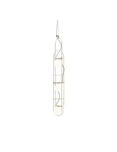 Fontana Arte Setareh Lampada Sospensione Grande Oro E Bianco