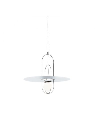 Fontana Arte Setareh Metal Lampada Sospensione Media Nero E Bianco