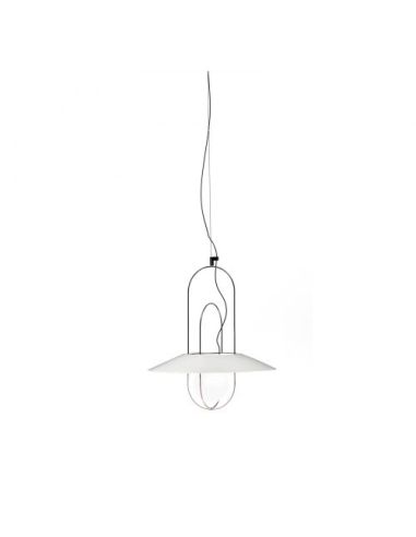 Fontana Arte Setareh Glass Lampada Sospensione Piccola Nero E Bianco