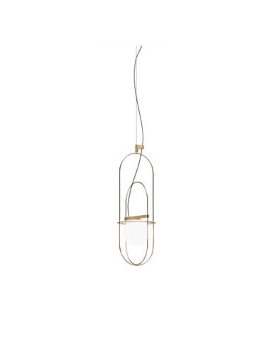 Fontana Arte Setareh Lampada Sospensione Piccola Oro E Bianco