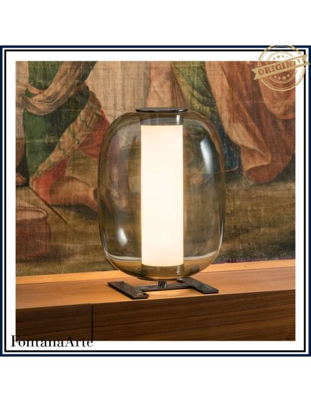 Fontana Arte Meridiano Lampada Tavolo Media Nero E Fume'