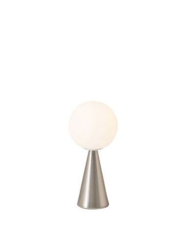 Lampada Da Tavolo Bilia Media Nichelato Satinato/Spazzolato E Bianco Fontana Arte