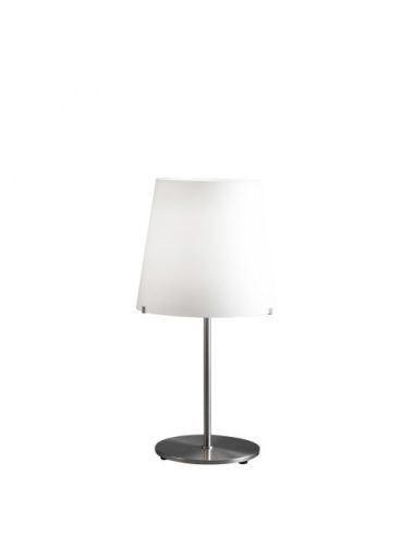 3247 Lampada Tavolo Grande Nichelato Satinato/Spazzolato E Bianco Fontana Arte