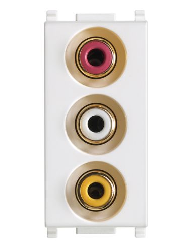 Presa Con 3 Connettori Rca Bianco