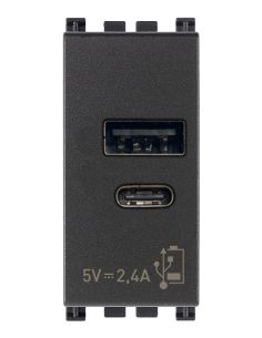 Alimentatore Usb Ac 5V 2,4A 1M Grigio