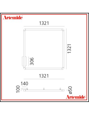 Alphabet Of Light Sq Lampada Da Soffitto O Parete Artemide 120X120