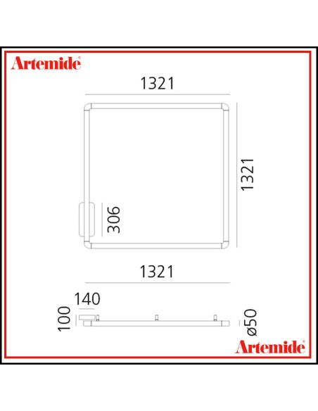 Alphabet Of Light Sq Lampada Da Soffitto O Parete Artemide 120X120
