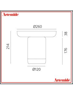 Artemide Bonta' Corpo E Piatto Vetro Turchese Lampada Da Tavolo 2