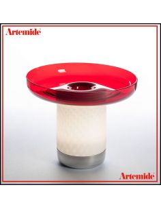 Artemide Lampada Da Tavolo Bonta' Corpo E Piatto Vetro Rosso