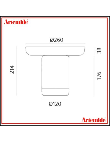 Artemide Lampada Da Tavolo Bonta' Corpo E Piatto Vetro Rosso