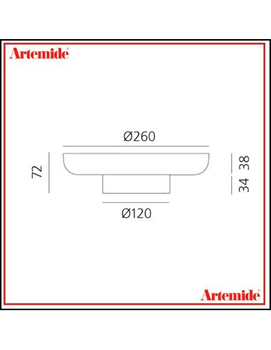 Artemide Bonta' Solo Base E Piatto Vetro Rosso Lampada Da Tavolo