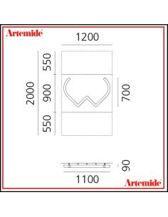 Artemide Alphabet Of Light Lampada Da Parete 'W' Lowercase E Solo Supporto 2
