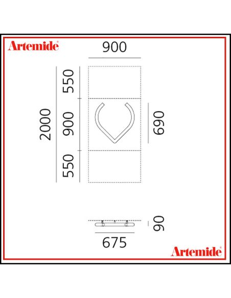 Artemide Alphabet Of Light Lampada Da Parete 'V' Lowercase E Solo Supporto