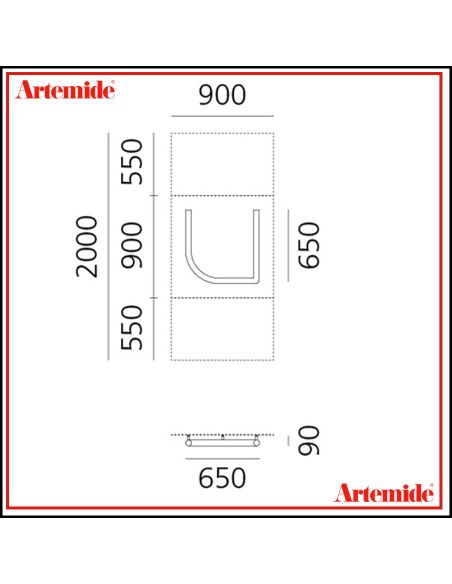 Artemide Alphabet Of Light Lampada Da Parete 'U' Lowercase E Solo Supporto