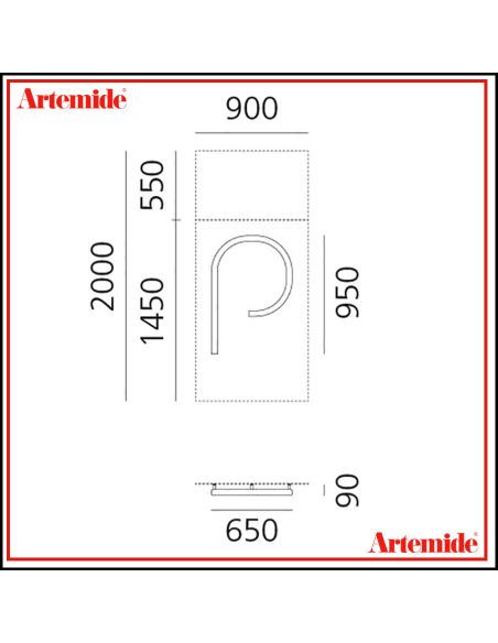 Artemide Alphabet Of Light Lampada Da Parete 'P' Lowercase E Solo Supporto