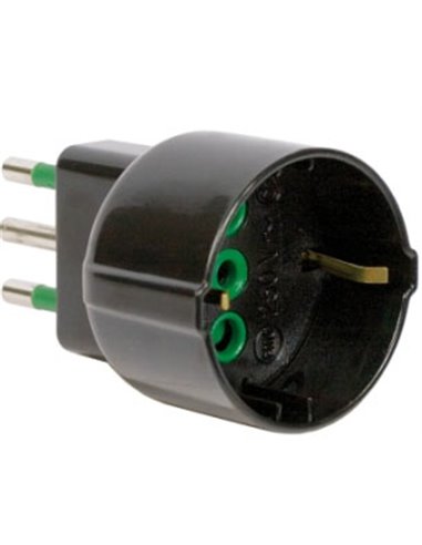 Adattatore Link Presa Tedesca Bipolare(Shuko) E Spina Italiana Elettrica Tripolare 10 A - Nero - F82121