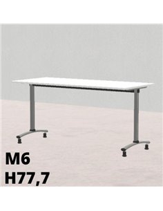 Tavolo Tiglio Piano Fisso160x70 H77,7Cm, Gambe Grigie Con Piedi,Piano Melamina Bianca, Prodotto Aggregab-T.Ml.M.F.16070.M6fgc.Bb