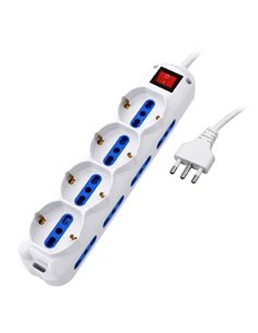 Multipresa Atlantis P011-Sl2514-W 12 Posti 4 Schuko 8 Ita/Eu Interruttore Spina 16A Bianca